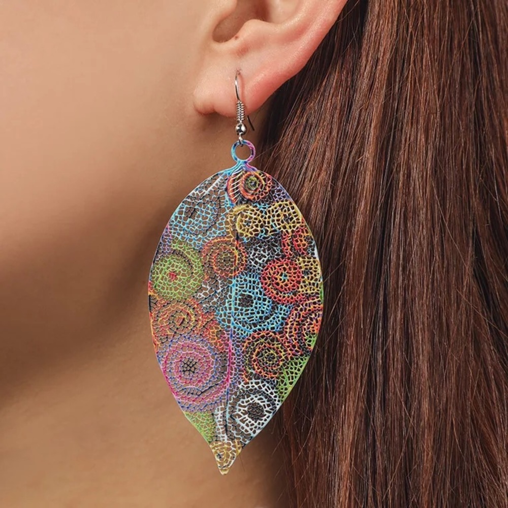 Colorful leaf earrings